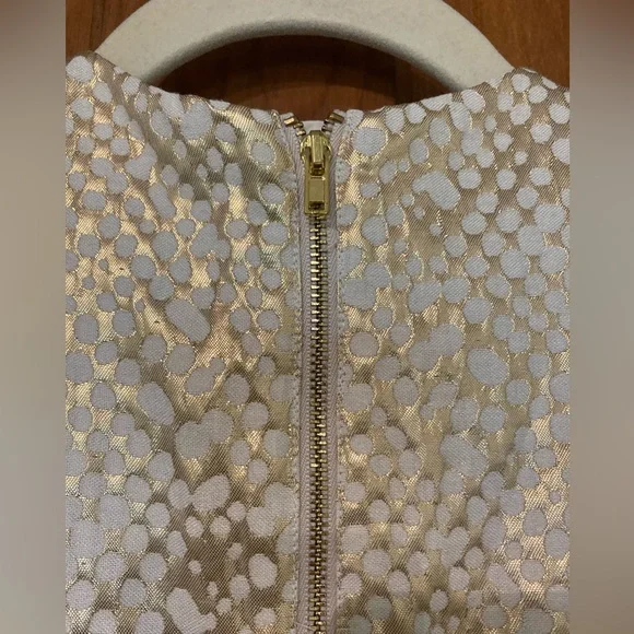 Metallic Gold Circle Dots Dress Girls 3-4 Formal Glam Resort Party - Picture 4 of 7